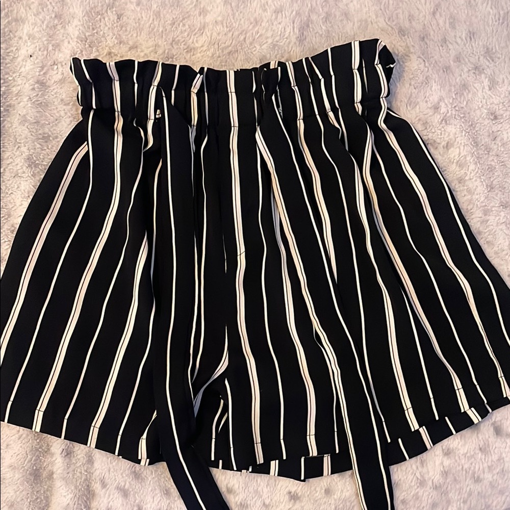 Striped Black and White Women's Shorts
